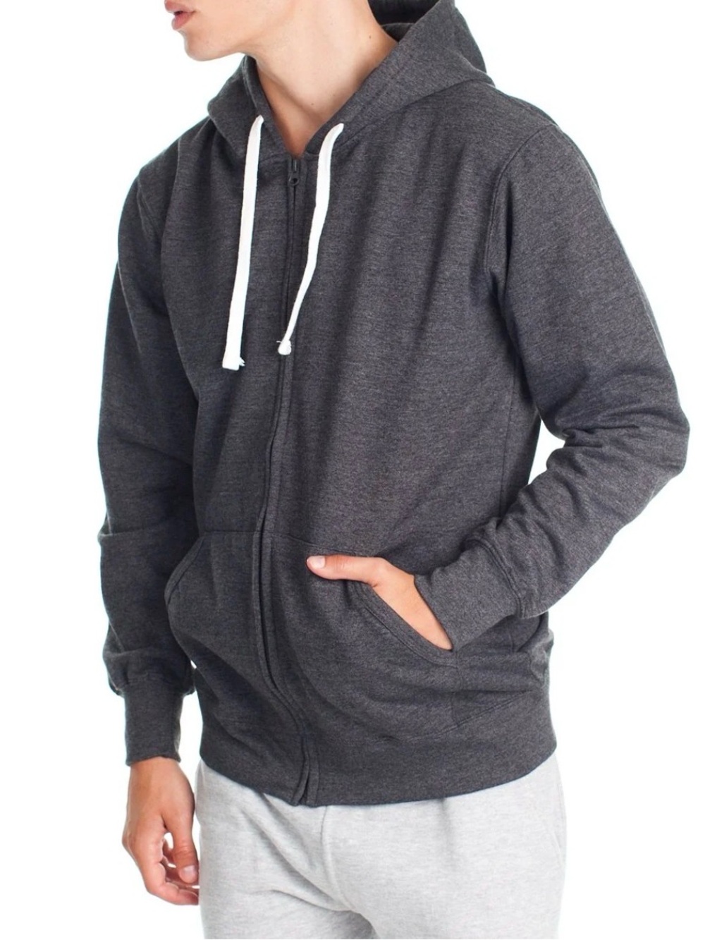 Fleece Factory Men’s Full Zip Hoodie in Charcoal Grey